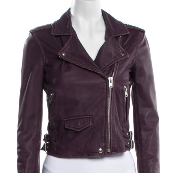 IRO Ashville Leather Jacket Size 40, Eggplant Color - Picture 1 of 4